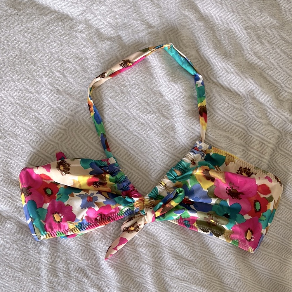 ABS by Allen Schwartz Colorful Tie Bikini Top Sz 8